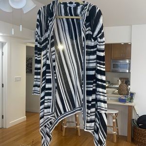 BCBGENERATION Black & White Striped Sweater Hoodie